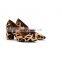 Ladies High Block Heels Handmade Leopard Print Design Pumps Sandals Shoes Women Footwear Shoe