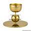wooden base with gold metal candle holder
