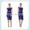 Lady's jacquard bule horizontal neck fashion top