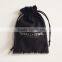 logo printed suede jewelry pouch/suede drawstring bag