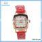 Chinese wholesale red color leather strap bracelet watches