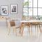 Wooden top dining set with 4 fabric chairs with transfer painting leg