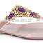 Fashion women PVC jelly slipper with gold plating strap