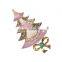 Eco-friendly zinc alloy material gold plated rhinestone christmas tree brooch pin