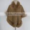Latest Fashion Luxury Lady 100% Cashmere Wool Shawl With Genuine Fox Body Fur Hood Custom Color Shawl