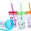 BPA Free 16OZ Double Wall Plastic Straw Tea Cup