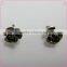 Antique Silver Plating Small Rose and Disco Ball Stud Earrings Set