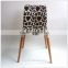 Beech Wood Round Leg Nature Color Zebra-Print PU Leather Dining Chair