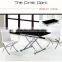 Space saving foldable glass dining table