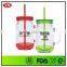 FDA certification and PS material 20 Ounce Double wall acrylic mason jars with handle and lid