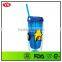 16oz bpa free double wall plastic tumbler with straw with custom logo