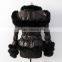 2015 factory wholesale women black down jacket with fox fur trim