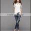Round collar printing bud silk gauze shirt with short sleeves