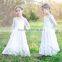 2017 Girl Lace Long Dress For Princess Wedding Party White/Cream Big Bow Long Sleeved Dress