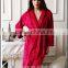 Dress designs ladies' long sleeve pajamas polyester coral fleece bathrobe embroidered robe