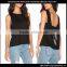 Women Black Cut Out Rayon Custom Stringer Tank Top Ladies Sexy Vest