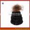 OEM High quality winter knit hat with ball on top women and man fahion beanie knitted hat with pompoms for wholesale