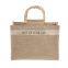 Wholesale women jute tote shopping bag with bamboo hand