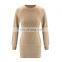 LAITE D2163 women fashion bodycon solid color short dresses ladies autumn medium and high collar casual dress