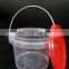 Customized Color 500ml food grade round plastic bucket with lid and handle for salad
