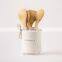 New Custom embossed White handmade kitchen ceramic canister utensils holder