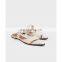 Ladies fancy design eyelet embellished buckle wholesale flat breathable lining sandals shoes