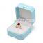 Wholesale Custom Logo Light Blue Pu Leather Jewelry Packaging Wedding Ring Box