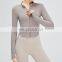 Autumn New Tumb Hole Long Sleeve Gym Yoga Crop Top Full-Zip Slim Fit Outdoor Jogging Active Wear Women Fitness Sports Jacket
