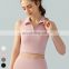 Custom Logo Fixed Pad Vest Slim Thin Breathable Fitness Running Crop Tops Lapel Sleeveless Sports Top Yoga Tank Top For Women