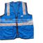 china manufacturer blue hi visibility reflective vest with zipper and pocketen471