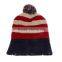 New winter pentagrams strip pom poms knitted beanie Fashion winter knit hats with ball