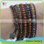 Magnetic Stone Mix Crystal Grey Leather High Quality Wrap Bracelet