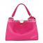 Soft leather rose red leisure trendy hand bag tote bag