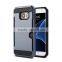 2016 new generation brushed metal hybrid smart case for Samsung Galaxy S7 shockproof phone cover with credit card slot
