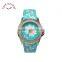 Japan quartz movt stainless steel watch with pattern silicon strap cheap lady watch