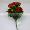 12 heads 60cm length silk red rose grave rose arrangement with petal edge print