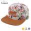 Leather Patch Wholesale Flat Brim Camp Custom Floral 6 Panel Hat