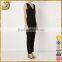 Custom black V-neck fitted waist jumpsuit for women