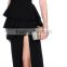 Plain black pleated skirt backless braces skirt evening dress