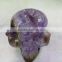 precious crystal skull with purple amethyst geode all by handmade good for collection or decoration