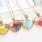 2016 new summer beautiful gold chian real flower jewelry heart pendant crystal women's herbarium necklace
