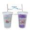 Personalized Custom Photo Double Wall Magic Plastic Cup With Straw