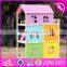 2017 new design pink pretend play toy wooden american girl doll house W06A170-S