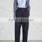 Wholesale Women Apparel Cropped Elasticated Waist Navy Twill Trousers(DQE0351P)