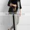 Women side stripe gray and black terry running pants