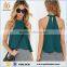 New summer high quality sleeveless plain style fashion blouses from garment factories in china