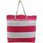 Lady Striped Canvas Tote Beach Shoulder Bag Grocery Bag Pink White