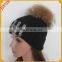 Jsfur Wholesale Rhinestone Fur Pom Pon Hat Knitted For Winter