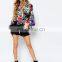 2016 new designs blouses designs long sleeve mosaic blouses print latest fashion blouse design