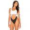 Hot sale midriff-baring colorful bathing suit high cut woman swimwear
